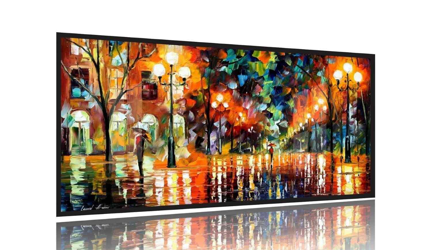 Quadro Decorativo Pintura Color 130x60cm - Moldura Preta Moderna para Sala, Quarto e Escritório