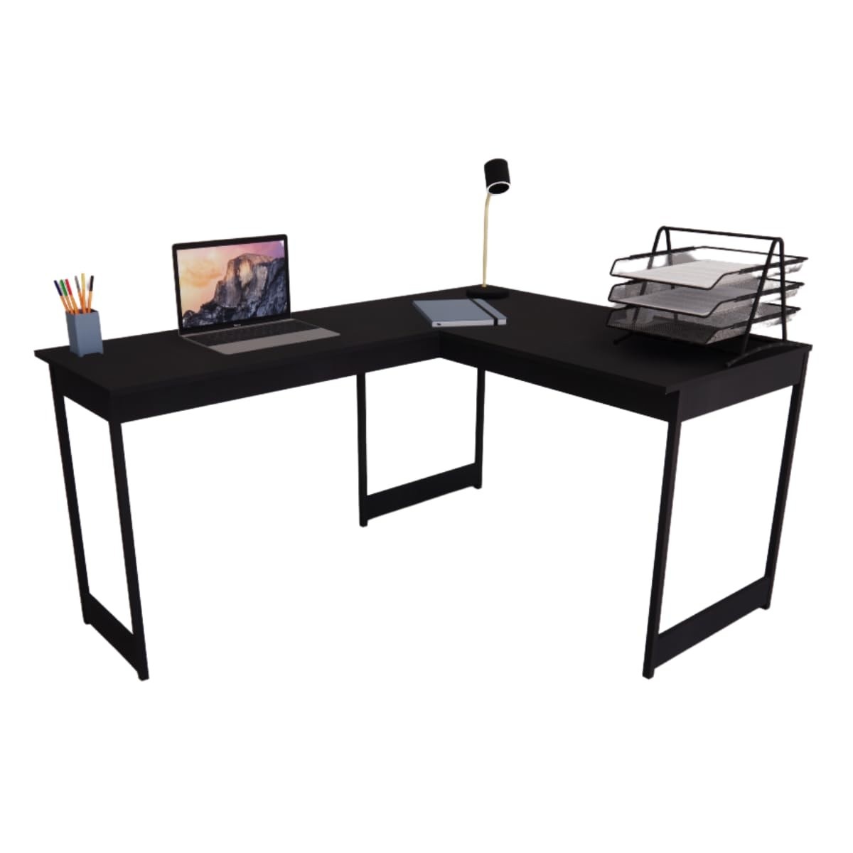 Mesa em L Estilo Industrial - Escrivaninha de Canto Moderna para Escritório e Estudo | Tampo Reversível e Design Versátil