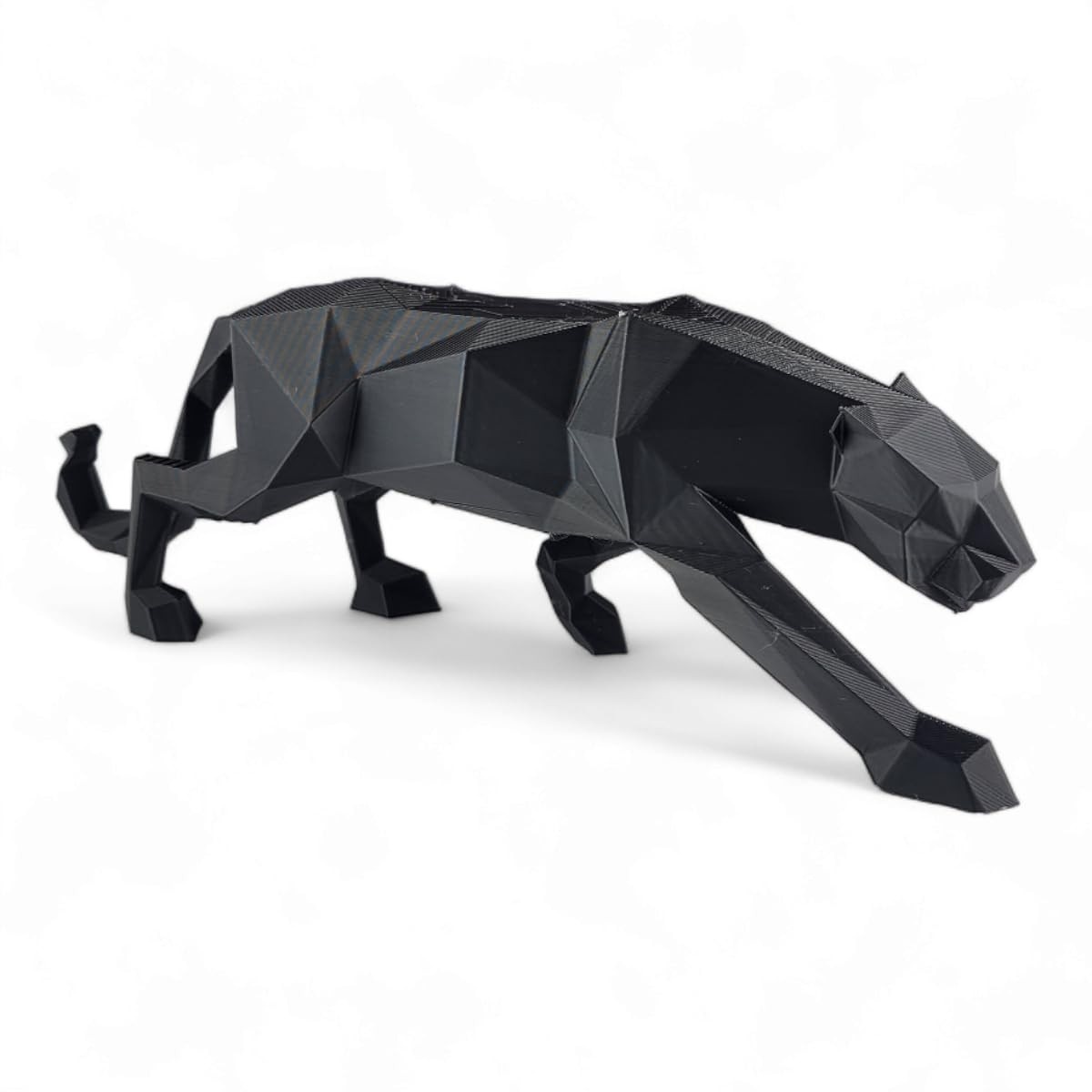 Escultura Decorativa Onça Geométrica Moderna em Preto - Estatueta 25 cm x 8,5 cm