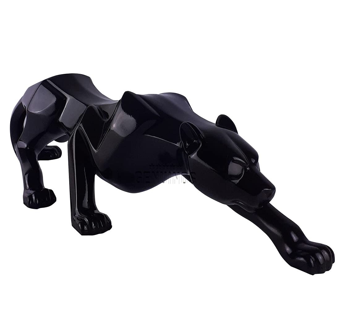 Escultura Geométrica da Pantera Negra em Resina Premium - Design Moderno e Elegante