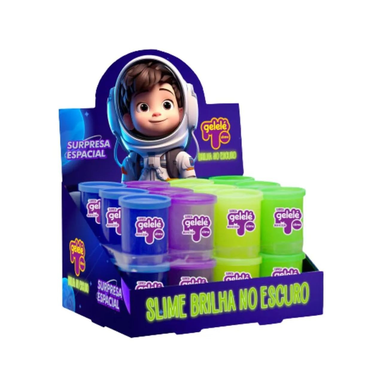 Slime Gelelé Brilha No Escuro: Diversão Espacial com 24 Unidades Surpresa!