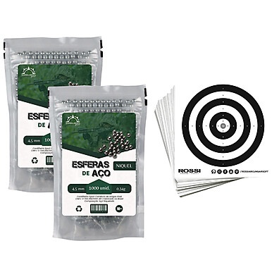 Esferas de Aço 4,5mm: 2 Pacotes + 40 Alvos