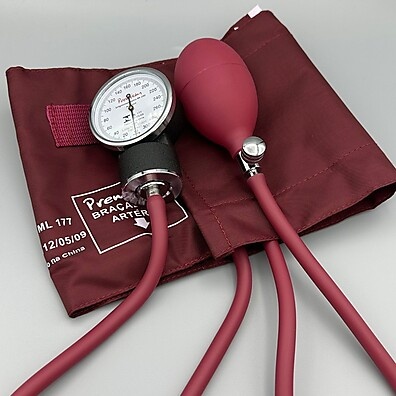 Kit Pressão Arterial Vinho: Estetoscópio + Esfigmomanômetro