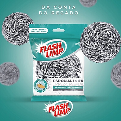 Esponja Flash Limp Inox – Limpeza Pesada sem Esforço
