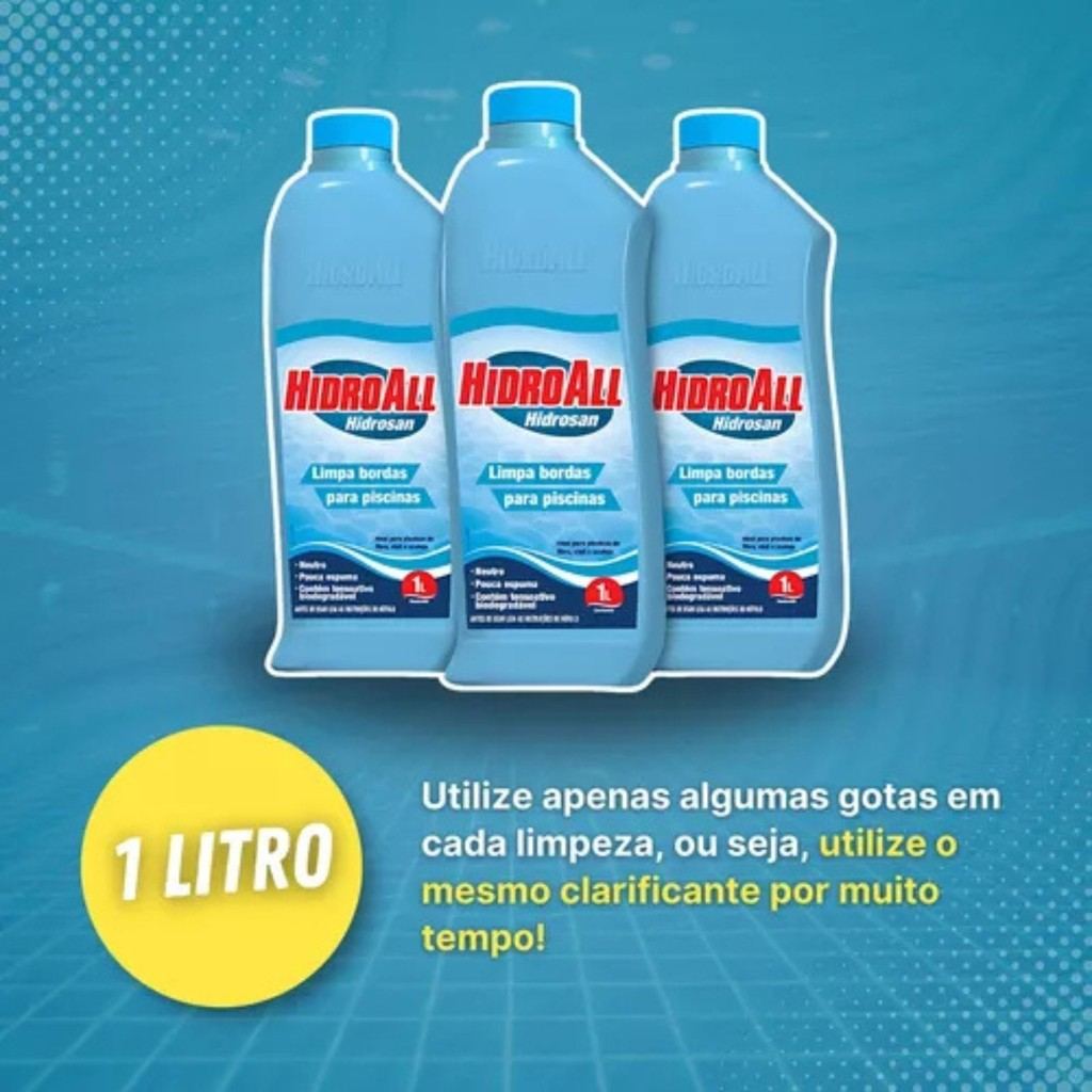 Limpa Bordas Piscina Hidrosan + Esponja 1L: Limpeza Profissional Sem Esforço!