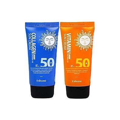 Eshumi Laser Sunscreen: Proteção Solar Coreana com Colágeno e Vitamina