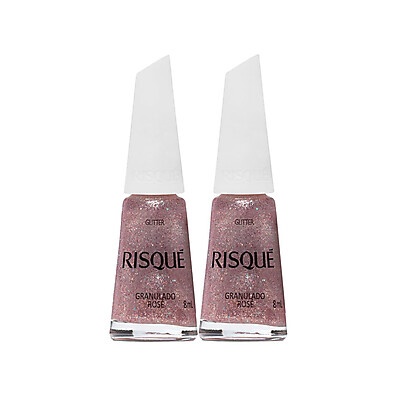 Esmalte Risqué Cor Granulado Rosé Glitter – Brilho que Encanta