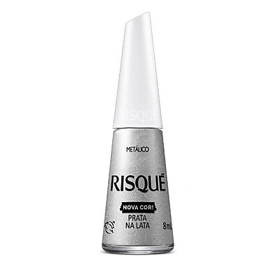 Esmalte Risqué Prata na Lata – Brilho Metálico que Dura!