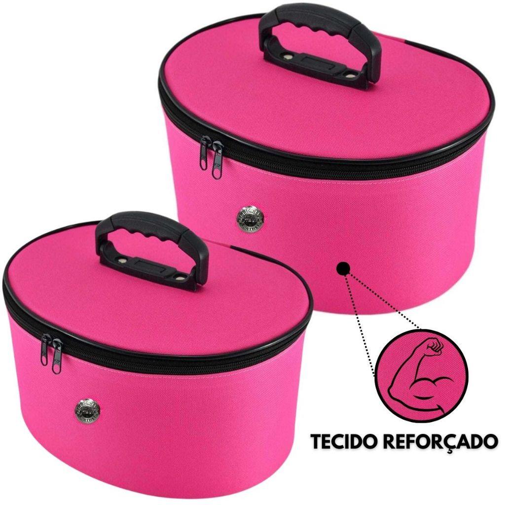 Kit 2 Maletas Nécessaires Pretas Premium para Maquiagem e Esmaltes