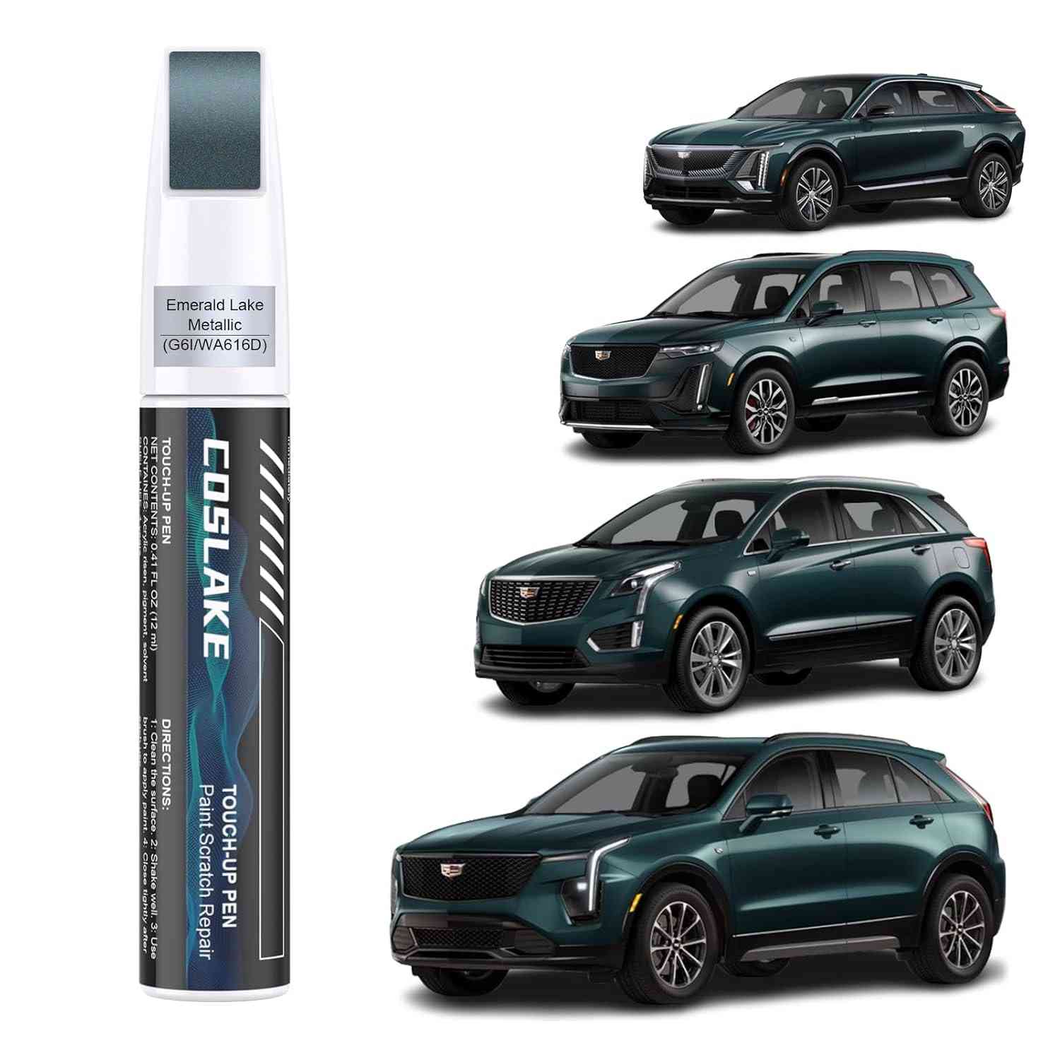 Tinta de Retoque para Carro Cadillac - Lago Esmeralda Metálica (G6I/WA616D) | Kit Reparo de Arranhões Fácil e Profissional