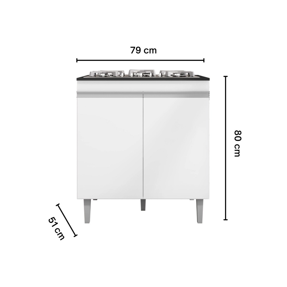 Balcão de Cozinha Branco Andréia: Cooktop + Mais Espaço!