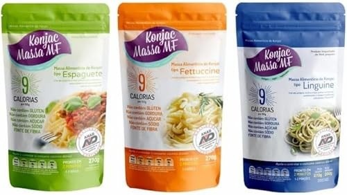 Kit 3 Konjac Massa Longa: Espaguete, Fettuccine, Linguine