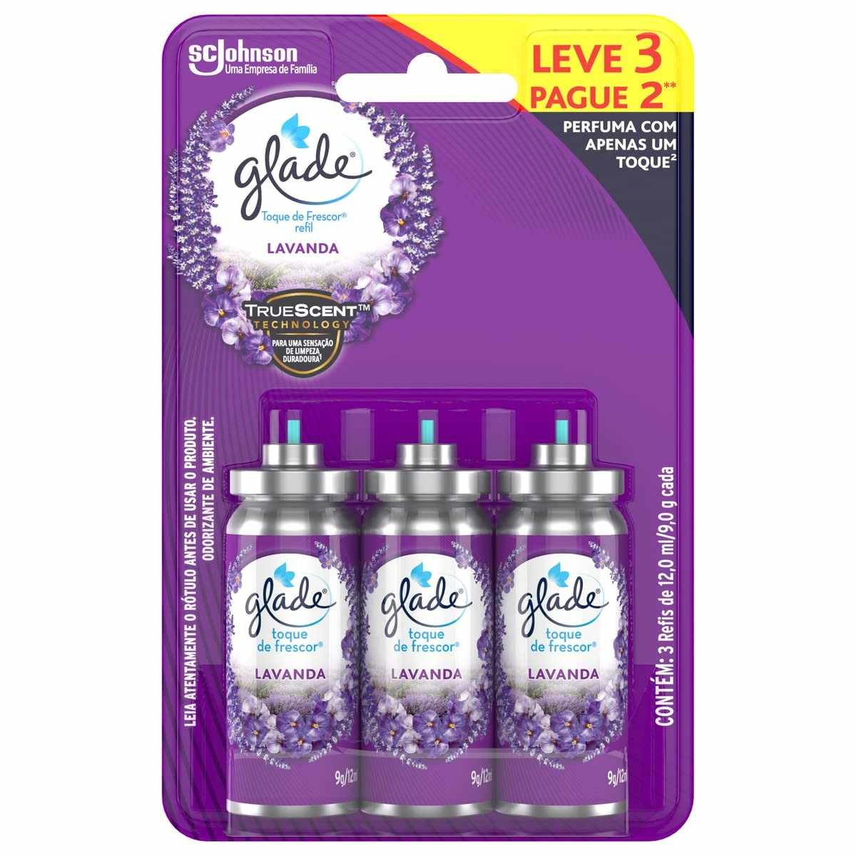 Glade Aromatizador de Ambiente Spray Refil Lavanda - 3 Refis 12ml com Oferta Especial