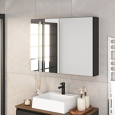 Espelheira Banheiro 80cm Aurora Grafite: Organize com Estilo!