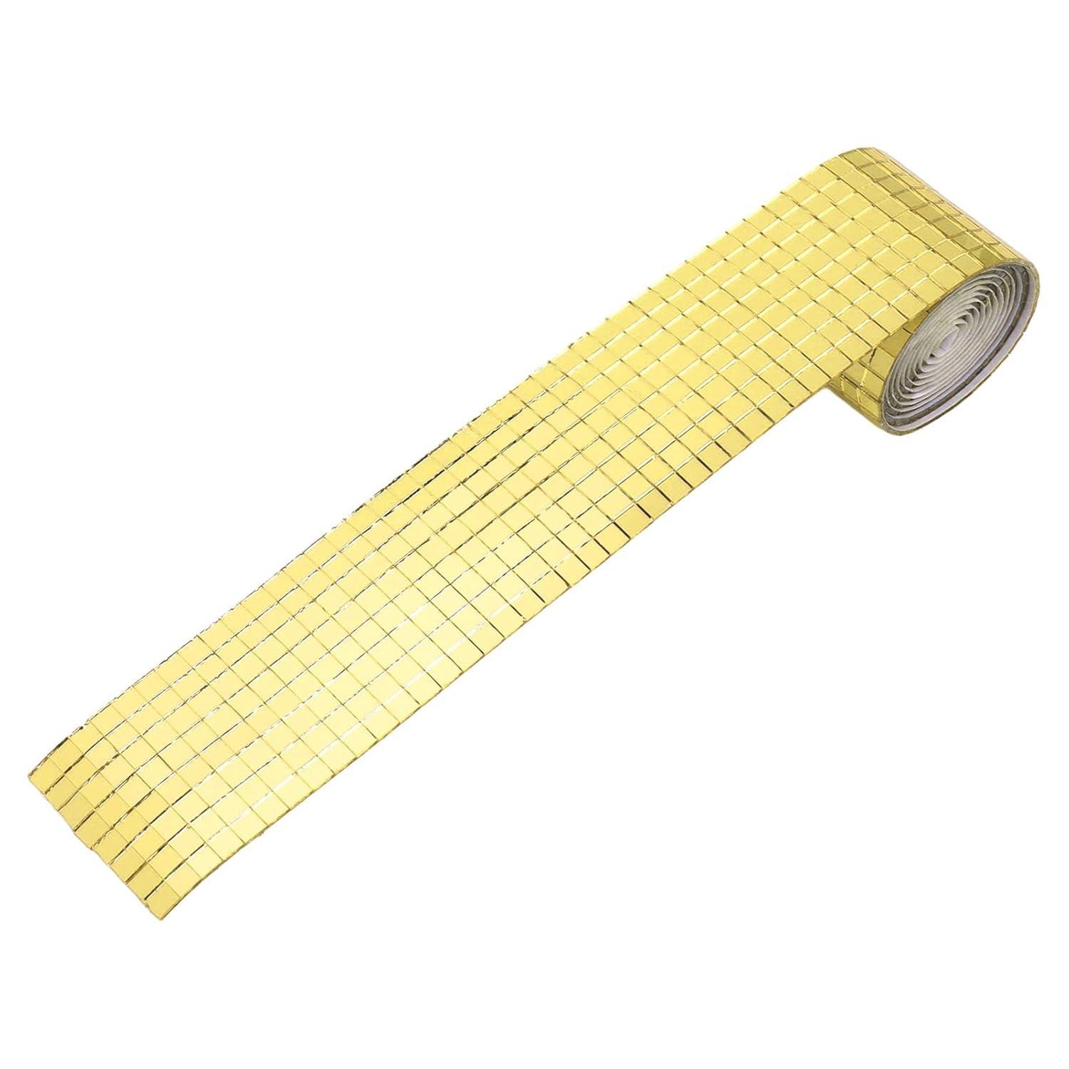 Adesivos de Parede Espelho em Mosaico Quadrado Ouro - 1600 Peças Autoadesivas em Fibra de Vidro Brilhante
