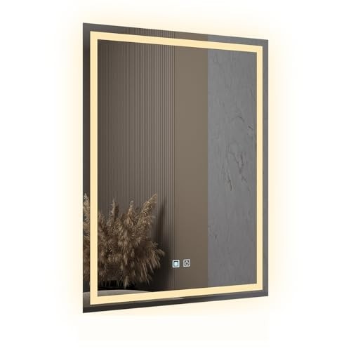 Espelho LED 3 Cores com Desembaçador para Banheiro - Dual Touch 80x60cm