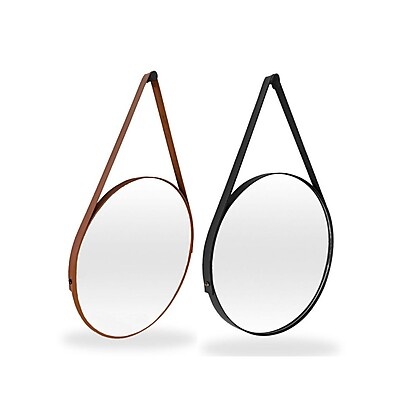 Espelho Adnet 60cm com Alça de Couro – Elegância em Qualquer Cômodo