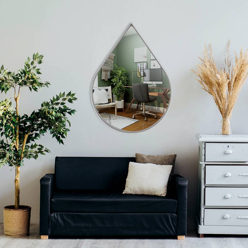 Espelho Gota Decorativo: Elegância em Couro Ecológico