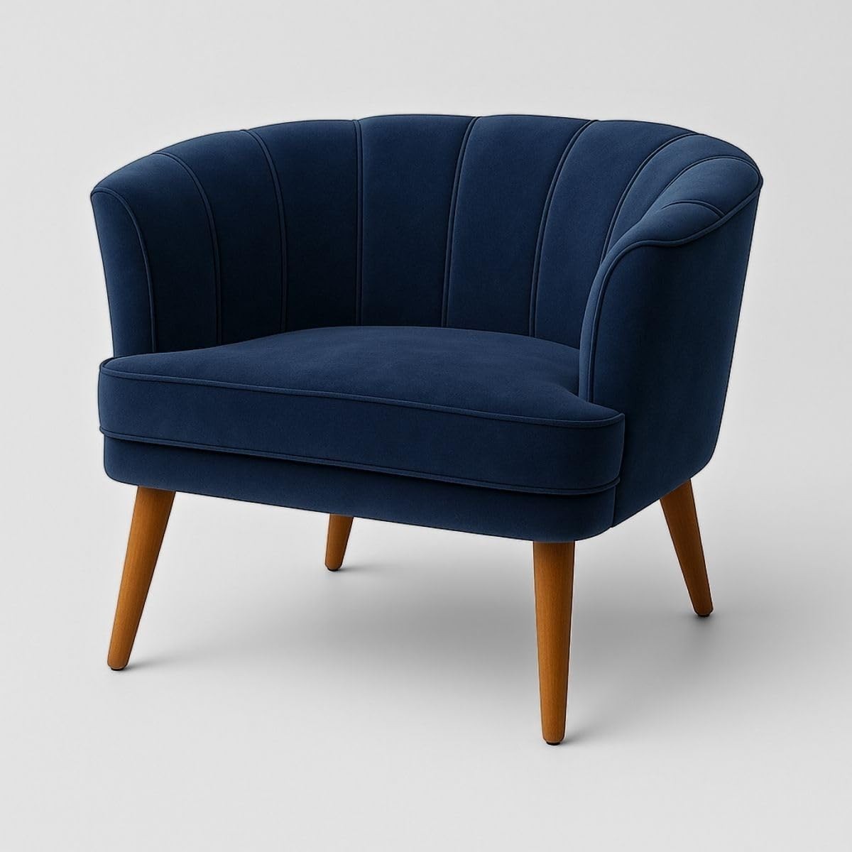 Poltrona Decorativa Azul Ergonômica para Sala de Espera | Estrutura Resistente em Madeira Maciça