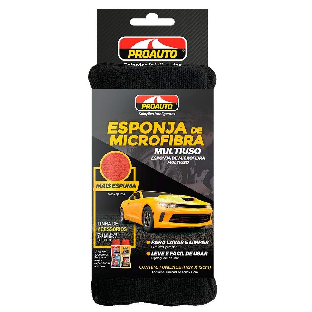 Esponja de Microfibra Proauto: Limpeza Profissional e Brilho Impecável para Seu Carro