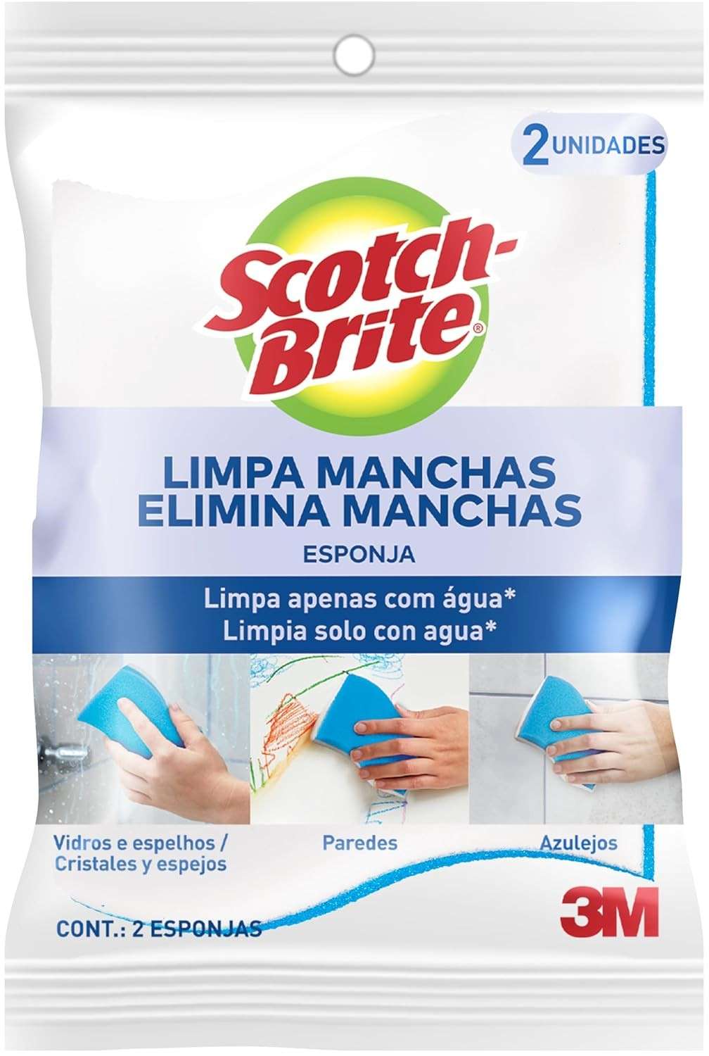 Scotch-Brite 3M Esponja Tira Manchas para Limpeza Leve - 2 Unidades