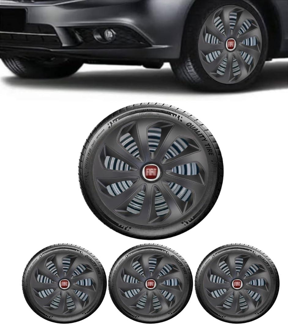 Jogo 4 Calotas Esportivas Velox Aro 14 Preto Fosco - Fiat Novo Uno, Argo, Cronos, Strada e Mais