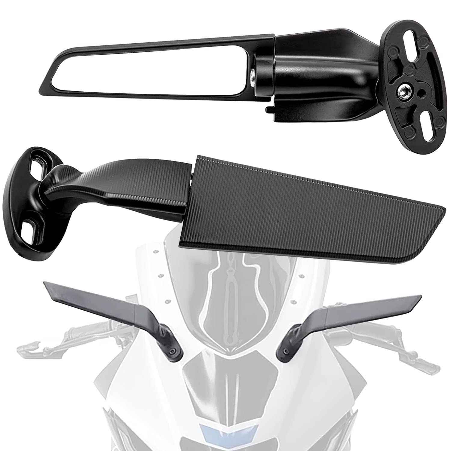 Espelho Retrovisor Asa Aerodinâmica para Motos Esportivas - Ângulo Amplo Ajustável