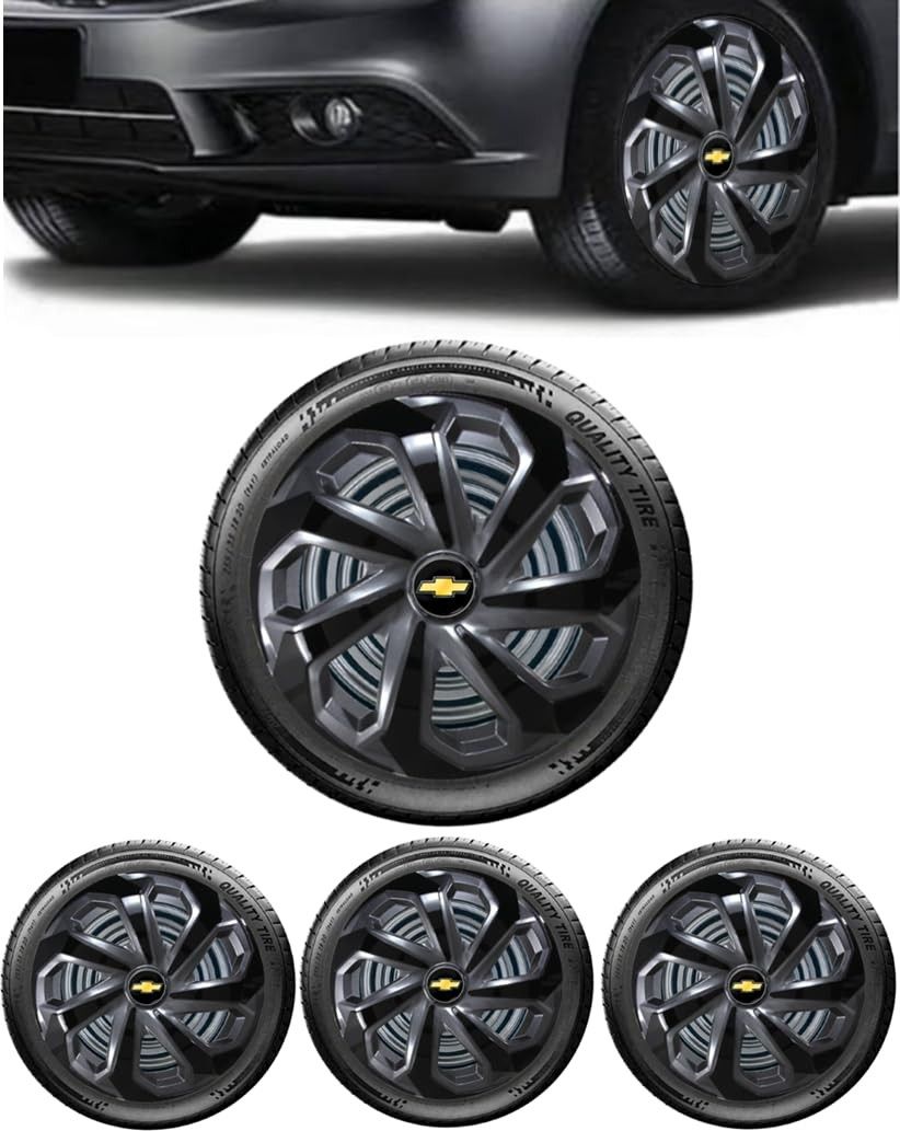 Jogo 4 Calotas Esportivas Spider Grafite/Preto Aro 14 - Onix, Prisma, Spin e mais!