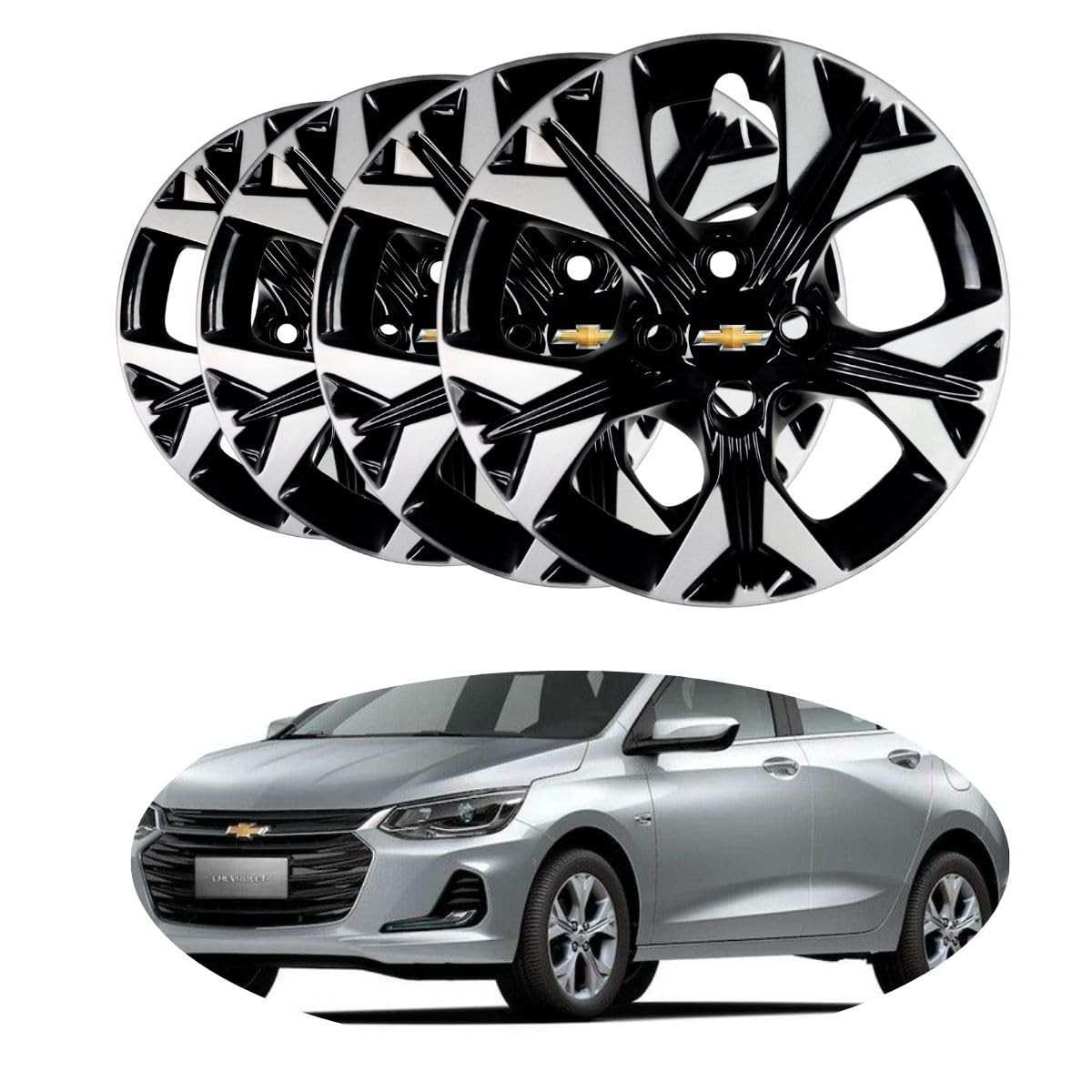 Jogo 4 Calotas Esportivas Aro 14 para Chevrolet Onix e Prisma 2021 - Design Moderno e Proteção