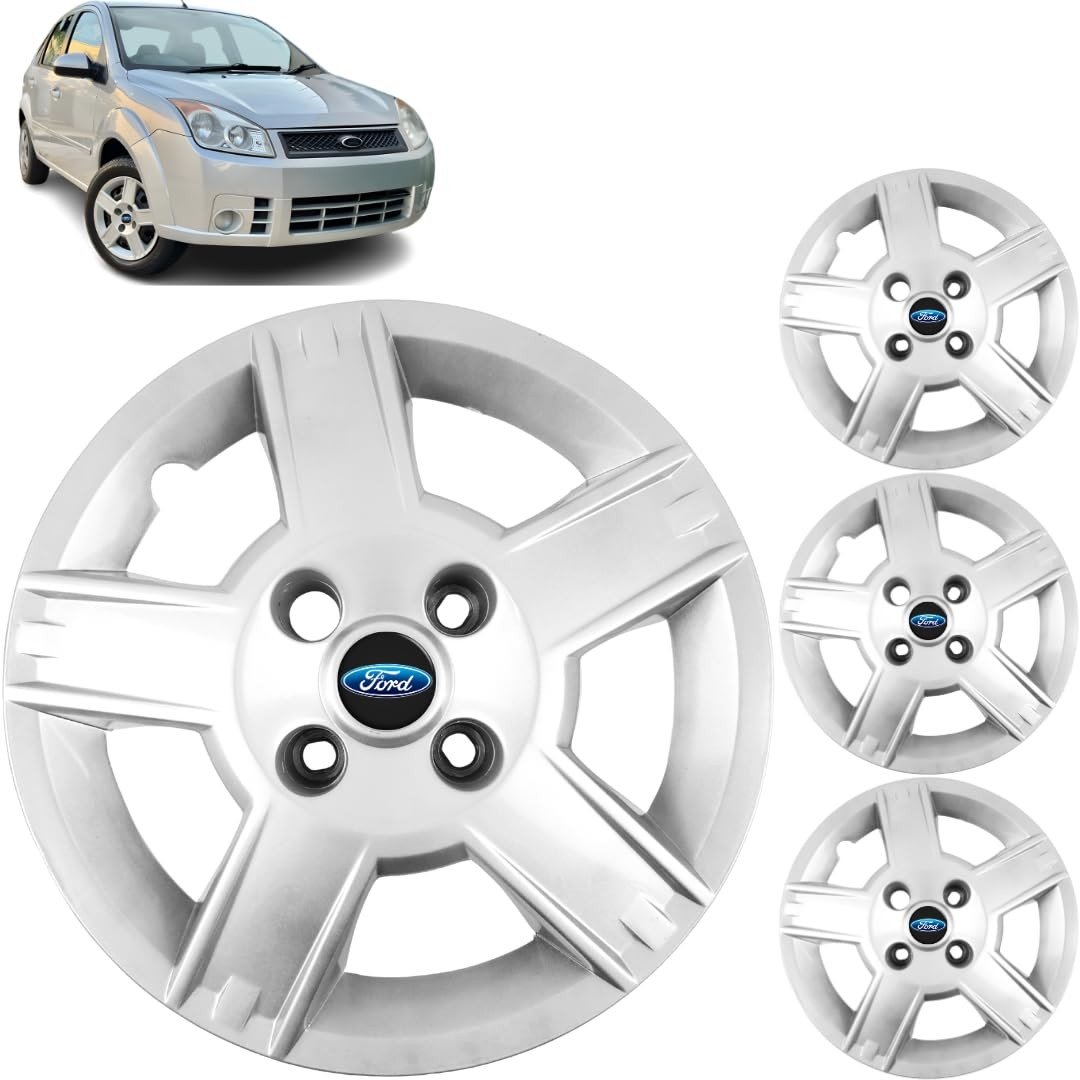 Jogo 4 Calotas Aro 14 Ford Fiesta 2004-2012 Grid Preto Resinado - Design Esportivo e Proteção