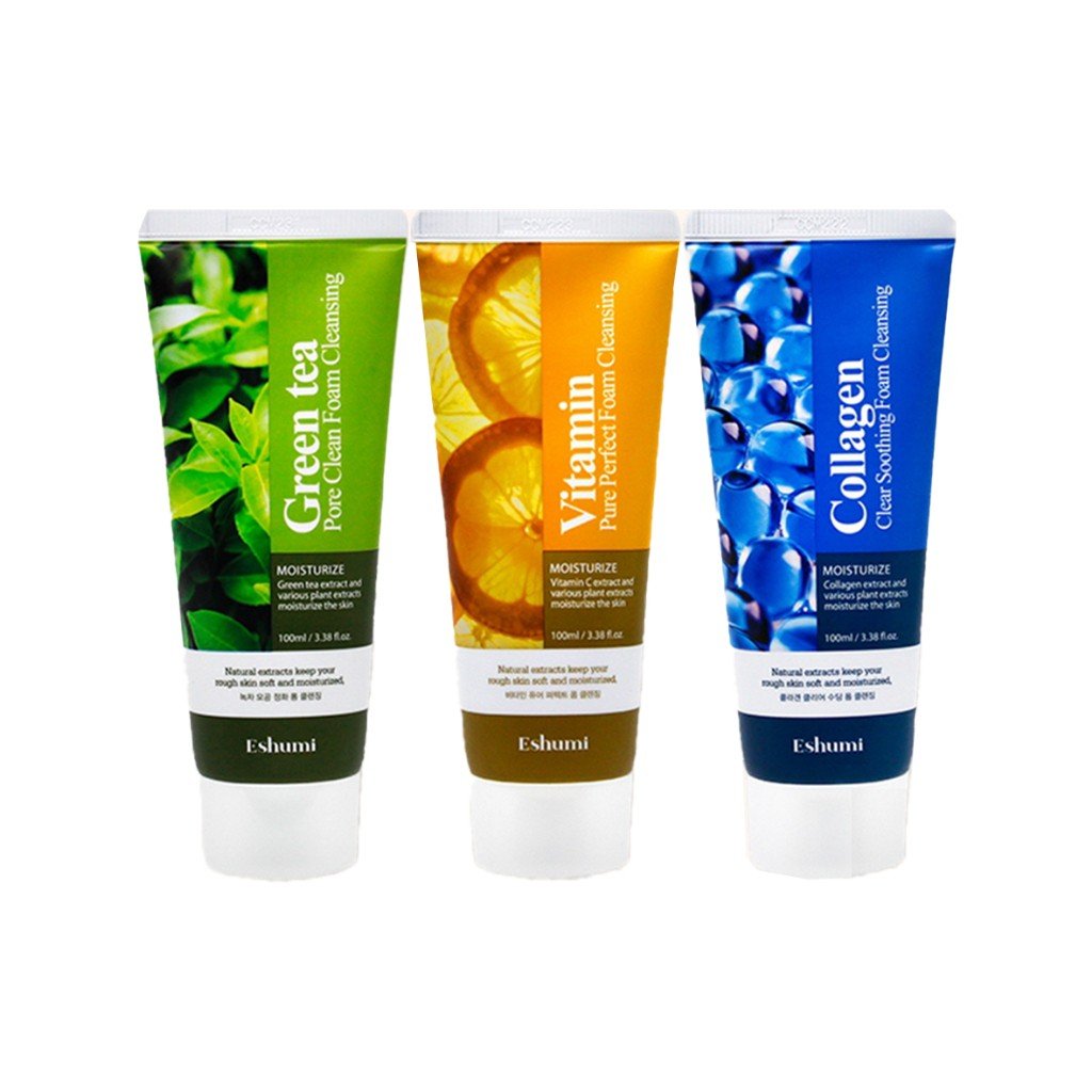 Espuma de Limpeza Eshumi 100ml: Chá Verde, Colágeno & Vitamina