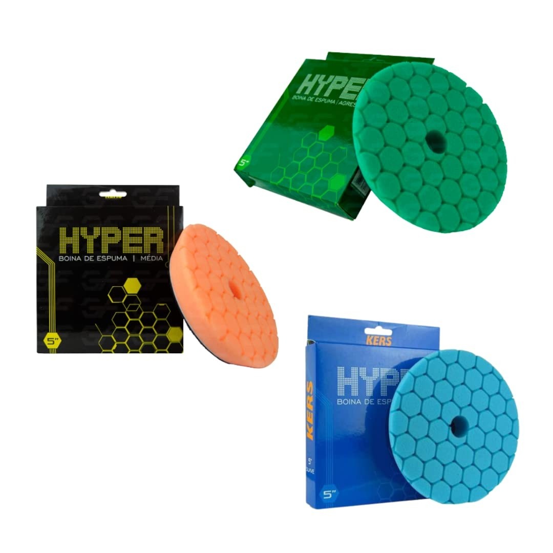 Kit Boina de Espuma Kers 5'' - Polimento, Lustro e Refino Profissional