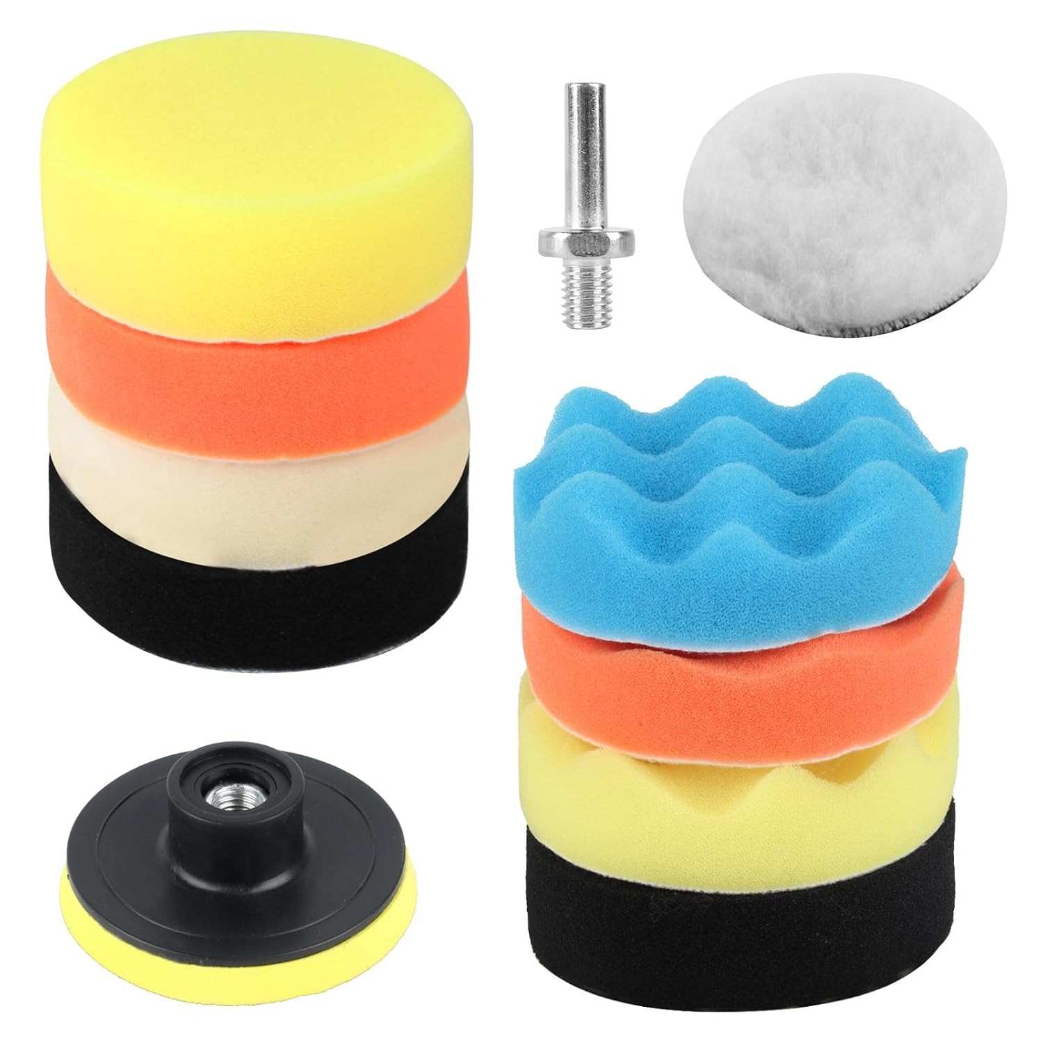 Kit com 10 Almofadas de Polimento para Broca - Espuma 7,6cm + Almofada de Lã | Ideal para Limpeza e Brilho Automotivo