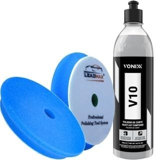 Kit V-10 500ml Vonixx + Boina Espuma Refino Leadmax - Polimento Profissional