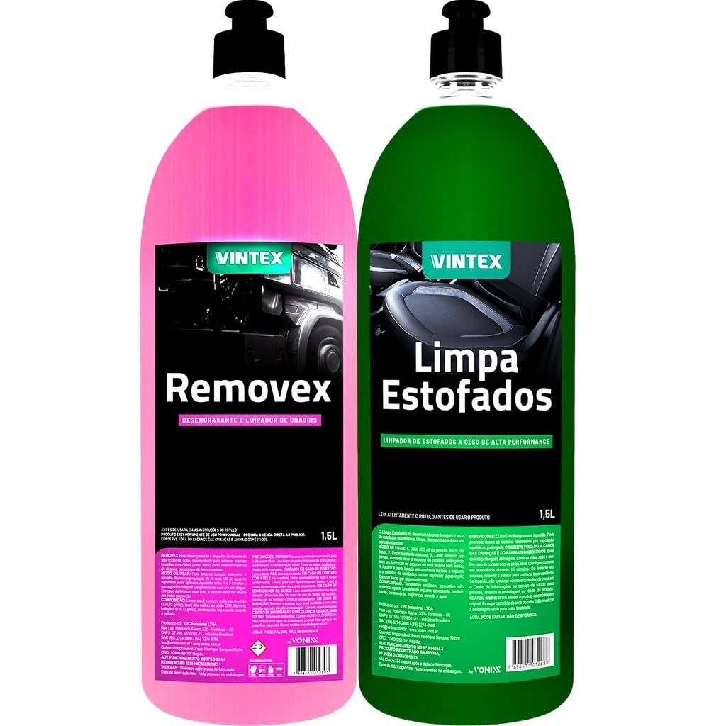 Kit Essencial Vintex: Limpa Estofados a Seco + Desengraxante Potente 1,5L