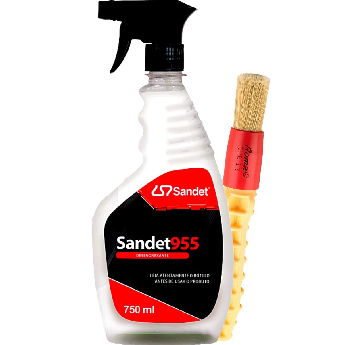 Kit Essencial: Limpador Desengraxante Sandet 955 Spray + Pincel para Detalhamento de Moto e Carro