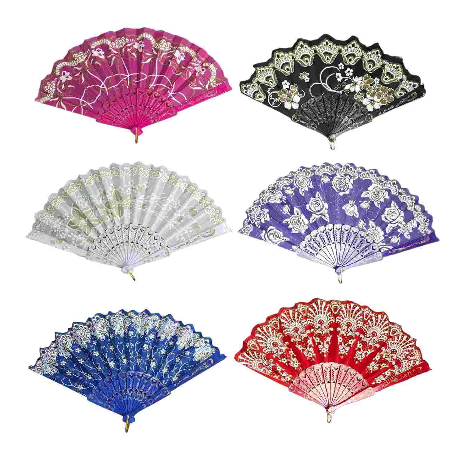 Leque de Mão Espanhol Rosa Pink com Renda e Estampa Floral - Elegância e Refresco para Festas e Decoração