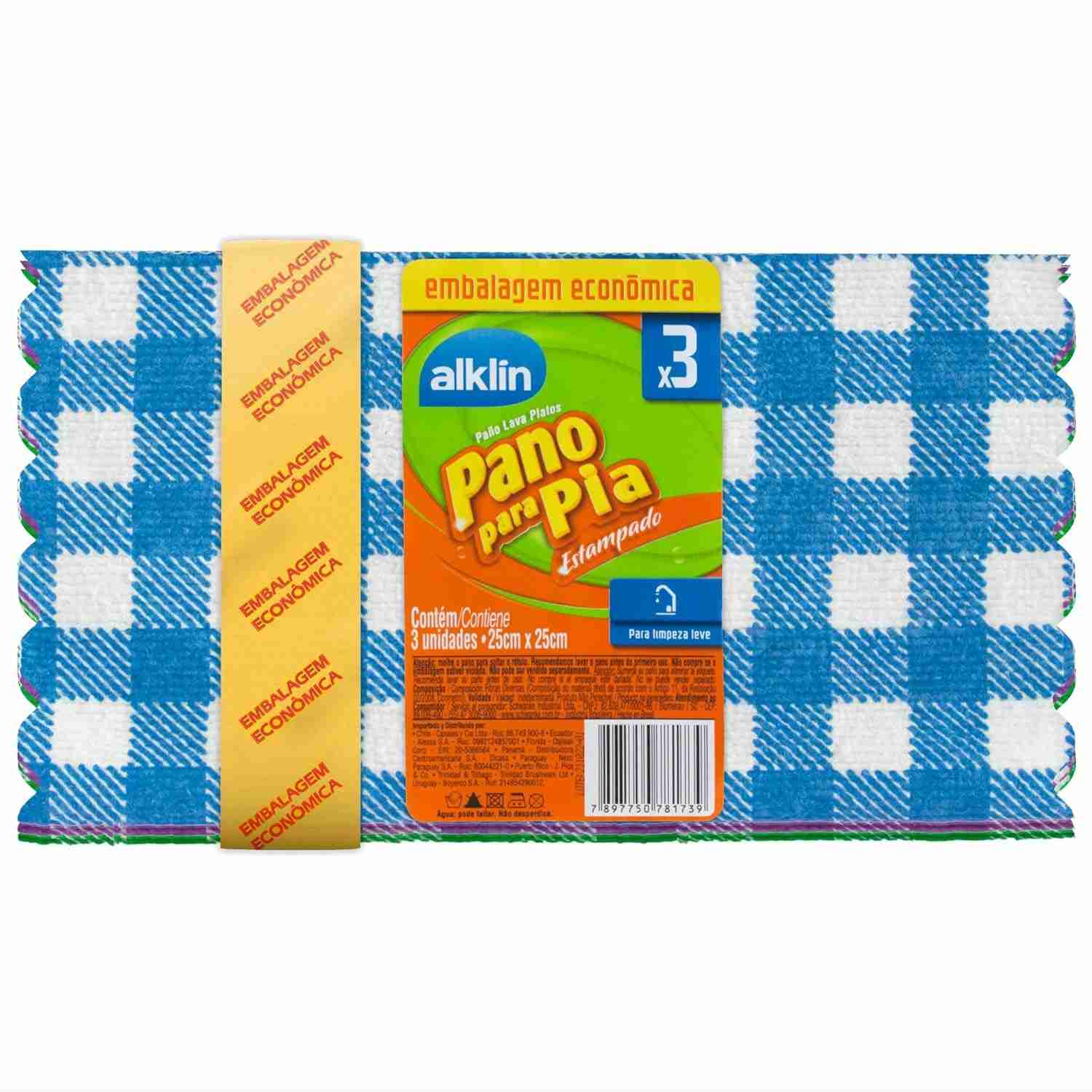 Pano Pia Estampado 25x25 Alklin - Embalagem Econômica com 3 Unidades