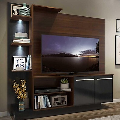 Estante com Led e Painel TV 55” – Dallas Multimóveis