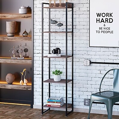 Estante Dynamica 5 Prateleiras Nogal/Preto – Organize com Estilo