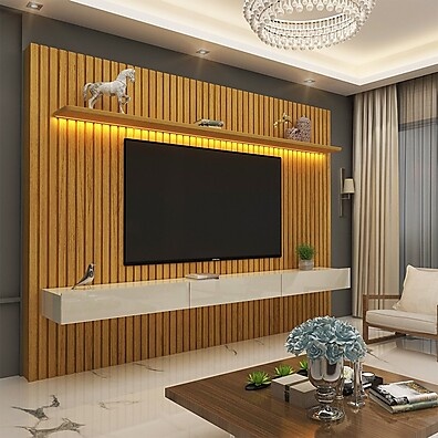 Estante Home Ripada com LED: TV 90" – Elegância!