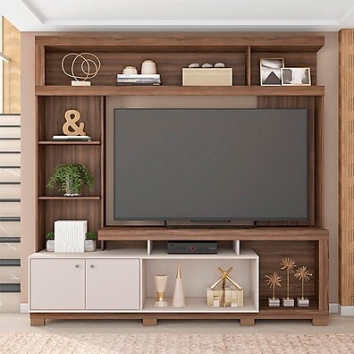 Estante Home Theater 70" Nogueira/Off White