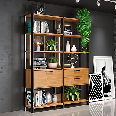 Estante Industrial com 2 Gavetas e 1 Porta – Ideal para Escritório