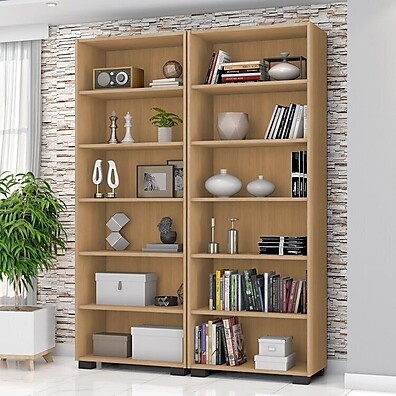 Estante Livros Office Freijó: Kit 2x 5 Prateleiras