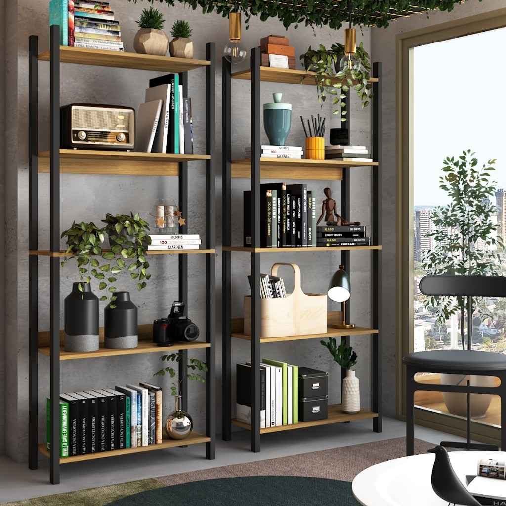 Estante para Livros Nobre 10 Prateleiras Estilo Industrial: Design Moderno e Armazenamento Prático