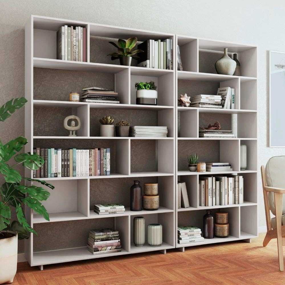 Conjunto de 2 Estantes para Livros Euforia Yescasa - Design Moderno em MDP Branco