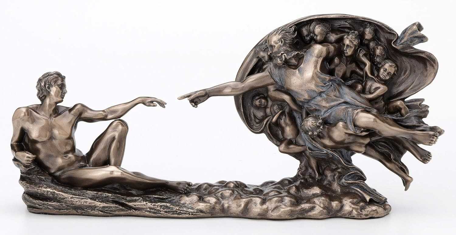 Estátua de Bronze Religiosa de Michelangelo - Capela Sistina Adão Gênesis 11 cm