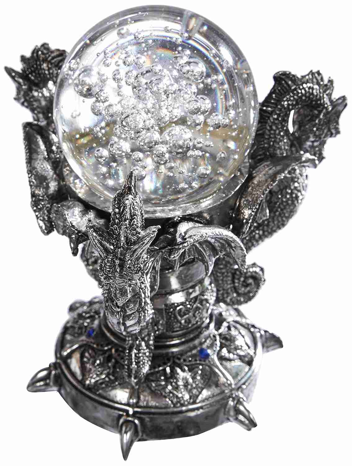 Dragons of Corfu Castle - Estátua Decorativa Gótica com Globo de Vidro, 12 cm, Design Toscano