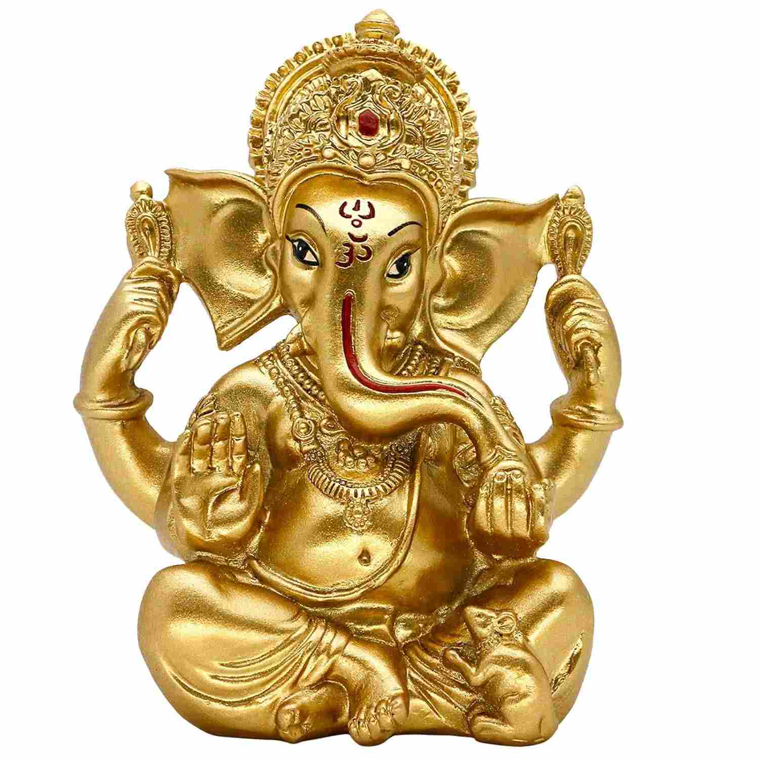 Estátua de Ganesha Dourada - Decoração Espiritual para Casa e Mandir