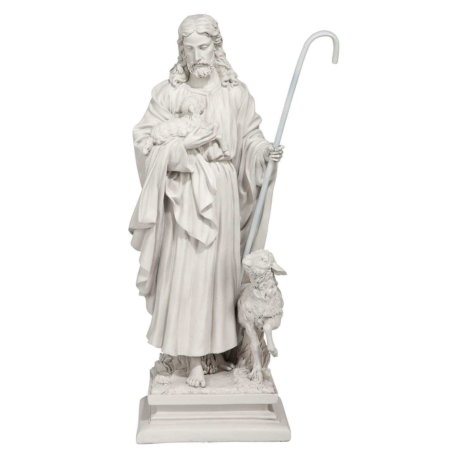 Estátua Jesus o Bom Pastor - Design Toscano - 71cm - Acabamento Pedra Antiga